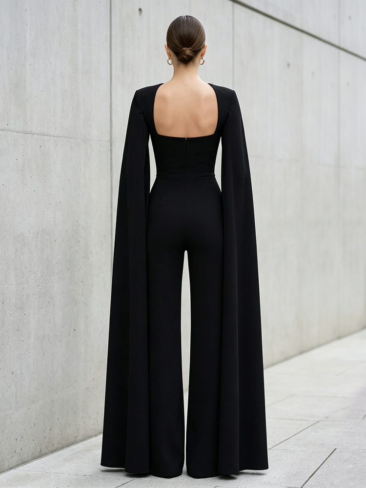 Satin Chiffon Jumpsuit Sweetheart Long Simple Evening Dresses