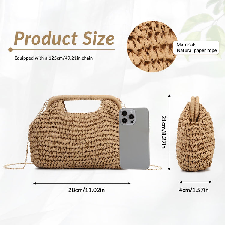 Women's  Straw Dumpling Beach Vacation Evening Handbag