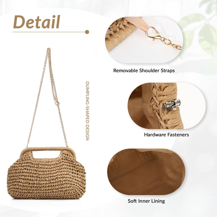 Women's  Straw Dumpling Beach Vacation Evening Handbag