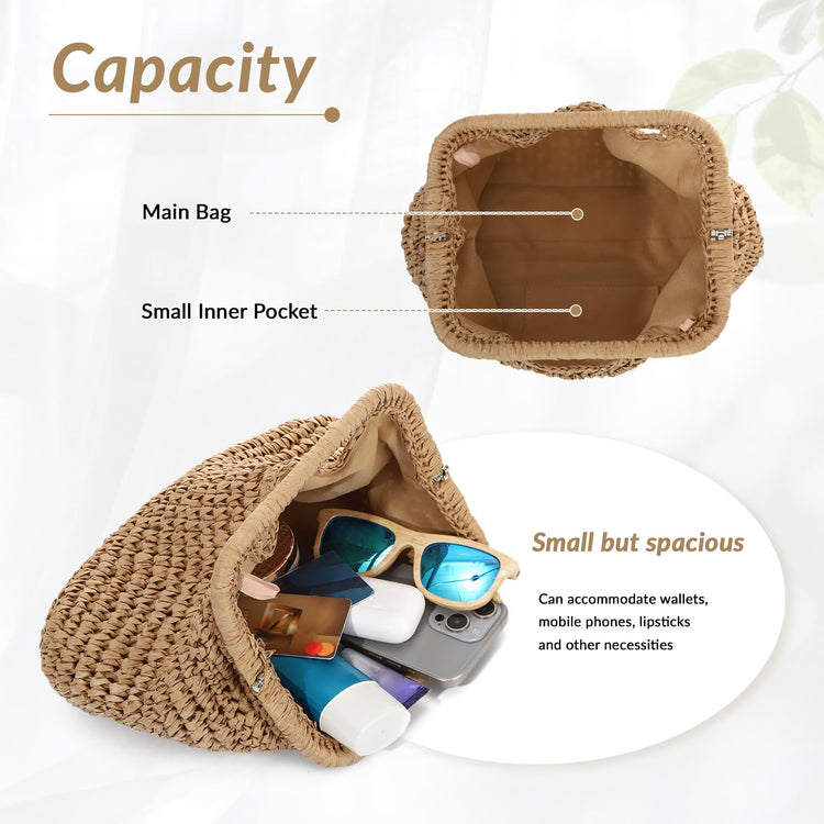 Women's  Straw Dumpling Beach Vacation Evening Handbag