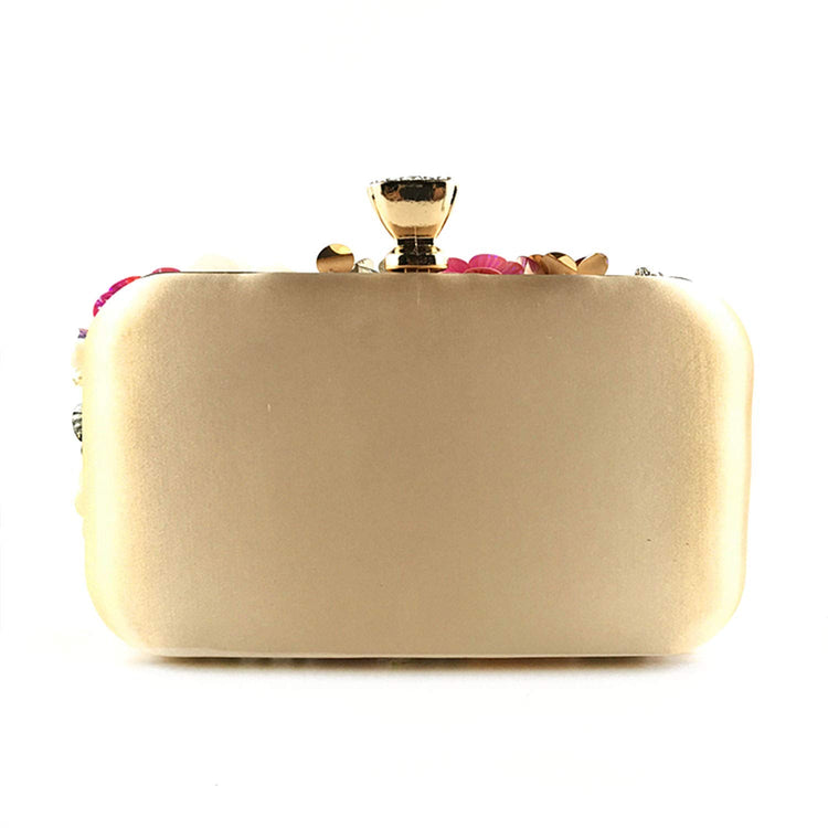 Women's Flower Beaded Chain Strap Evening Clutch Handbag
