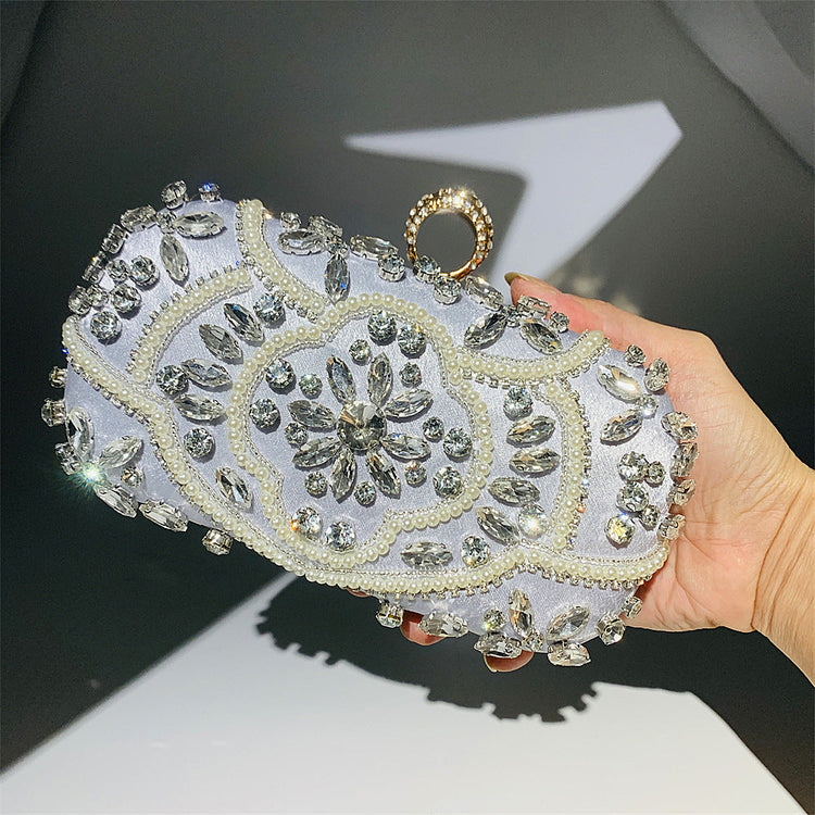 Women's Beaded Rhinestone Clutch Evening Wedding Handbag