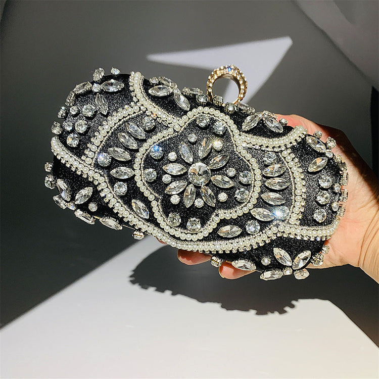 Women's Beaded Rhinestone Clutch Evening Wedding Handbag