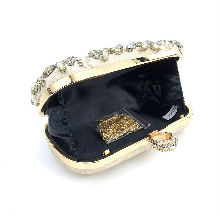 Women's Beaded Rhinestone Clutch Evening Wedding Handbag