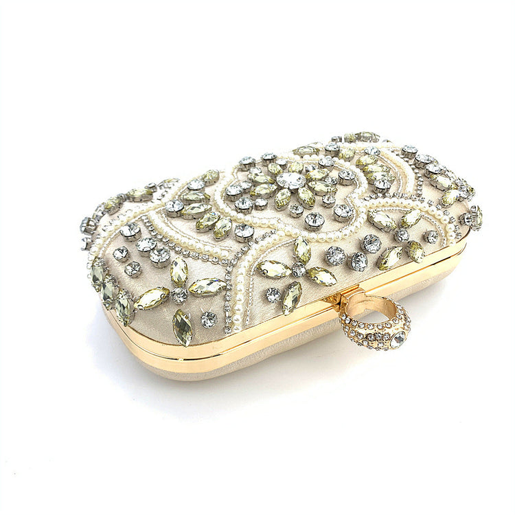 Women's Beaded Rhinestone Clutch Evening Wedding Handbag