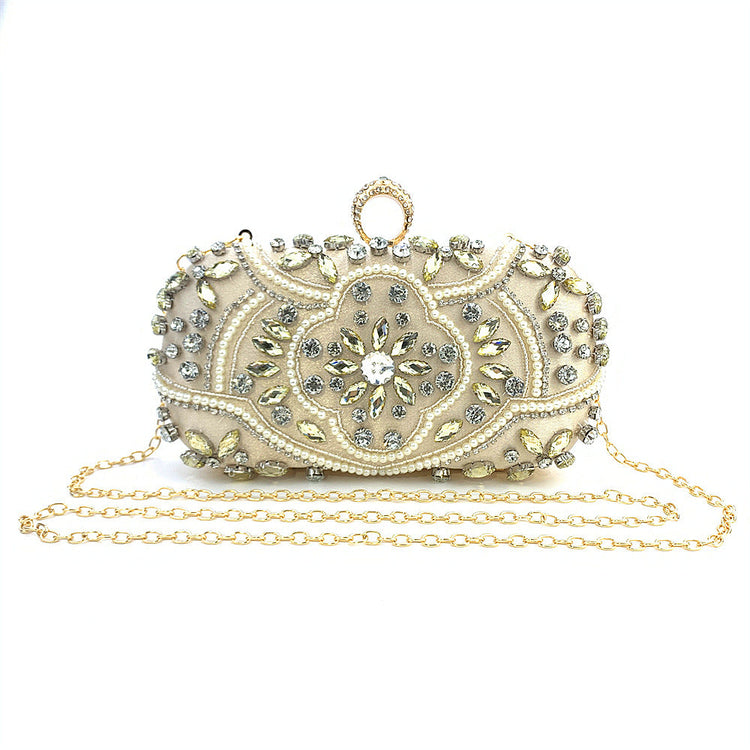 Women's Beaded Rhinestone Clutch Evening Wedding Handbag