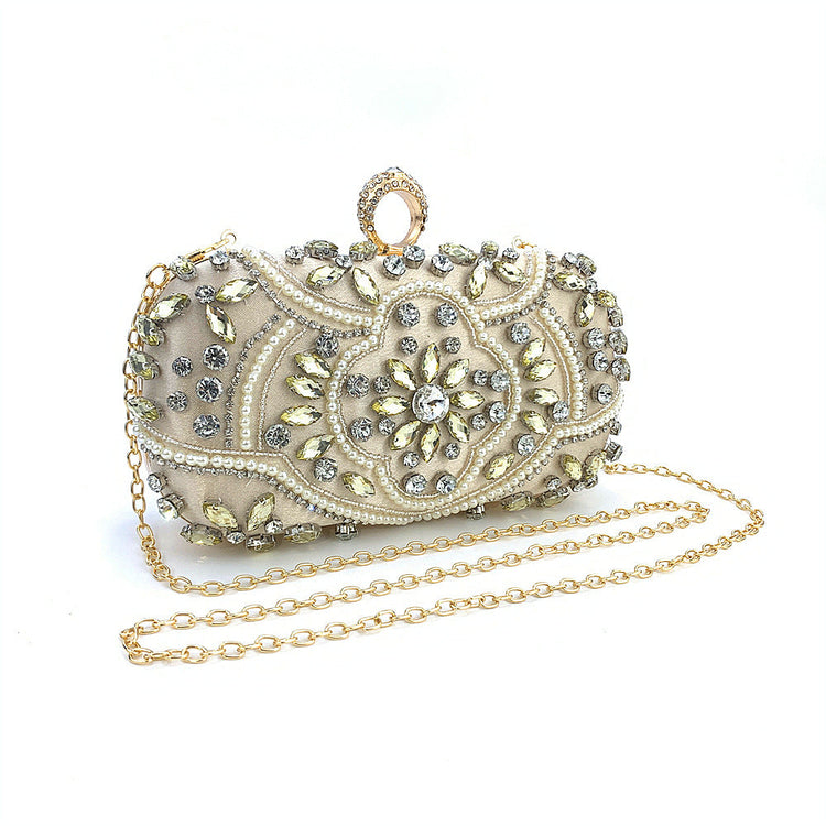 Women's Beaded Rhinestone Clutch Evening Wedding Handbag