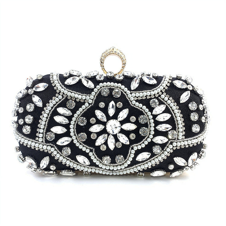 Women's Beaded Rhinestone Clutch Evening Wedding Handbag