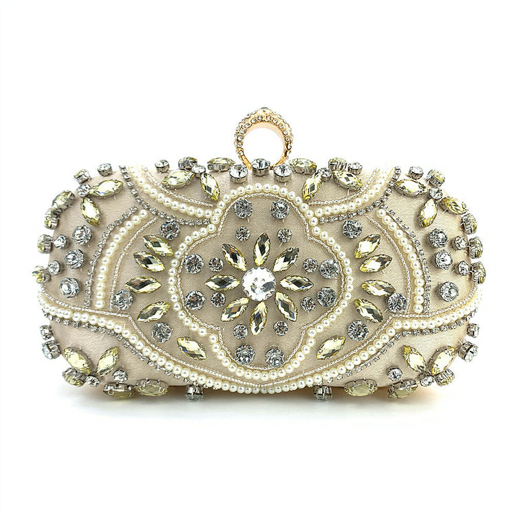Women's Beaded Rhinestone Clutch Evening Wedding Handbag