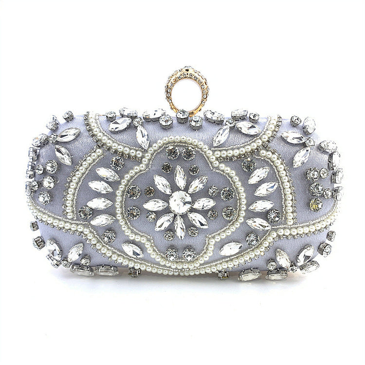 Women's Beaded Rhinestone Clutch Evening Wedding Handbag