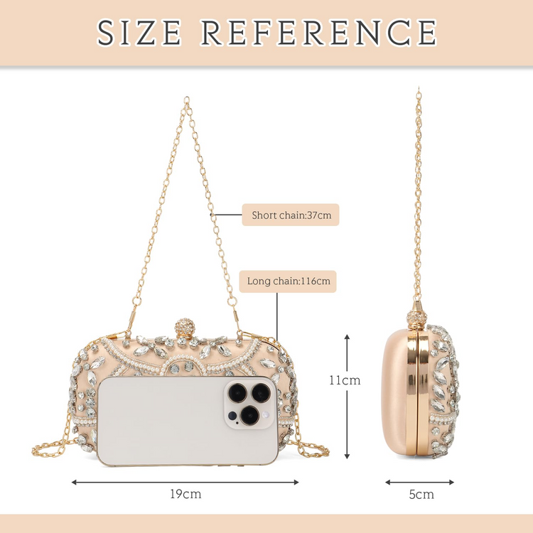 Women's Beaded Rhinestone Clutch Evening Wedding Handbag