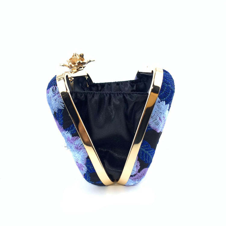 Vintage Pearl Floral Embroidered Clutch Purse Evening Handbag for Women