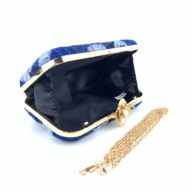 Vintage Pearl Floral Embroidered Clutch Purse Evening Handbag for Women