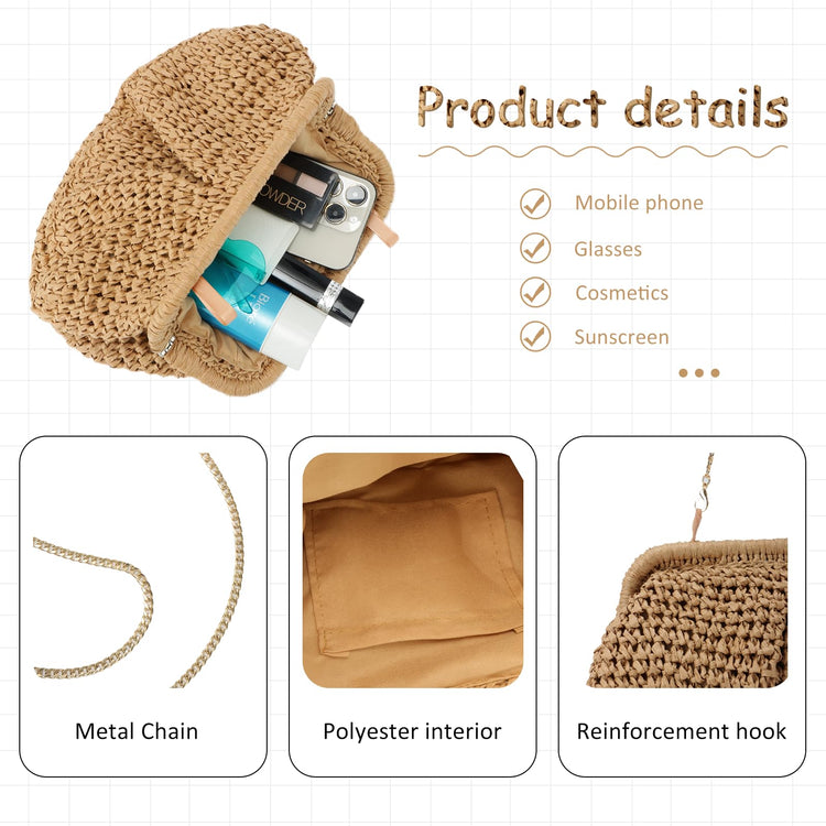 Summer Beach Straw Cloud Dumpling Woven Handbag for Women