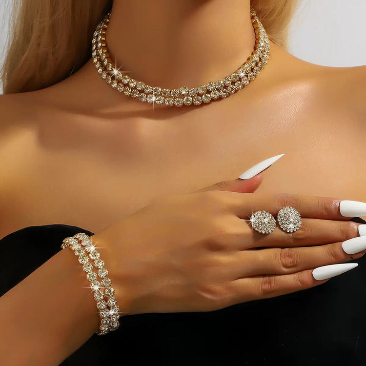 Women's Wedding Luxurious Rhinestone Alloy Prom Party Pieces Jewelry Set