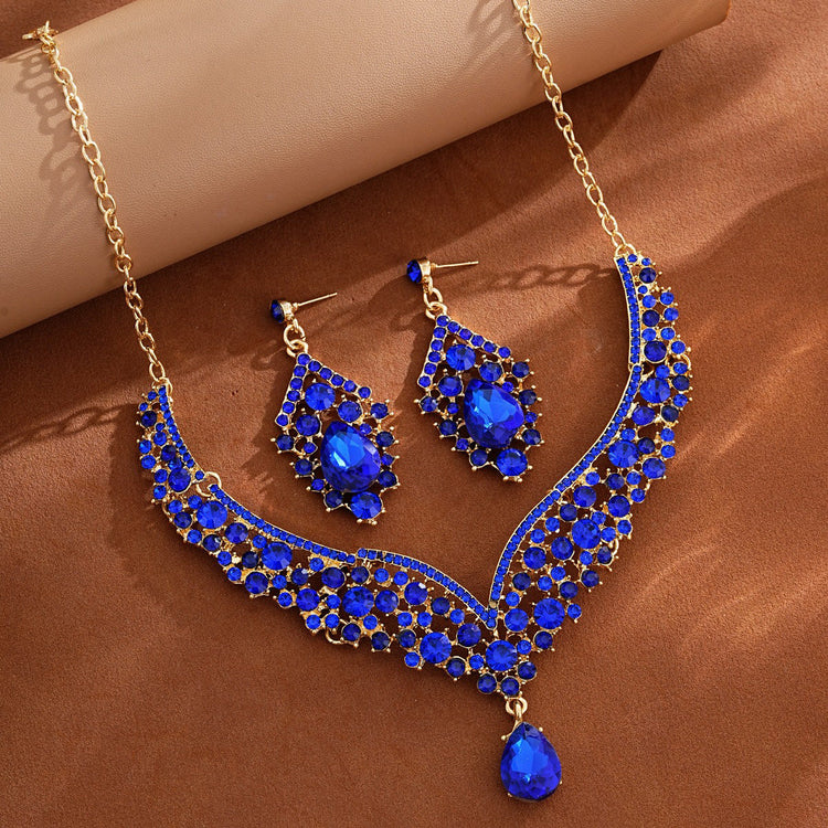 Elegant Teardrop Rhinestone Sparkling Banquet Party Jewelry Set for Women