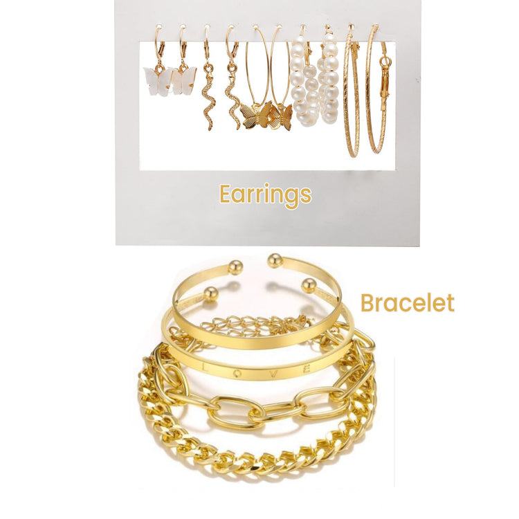 108 Pcs Gold Plated Adjustable Jewelry Sets for Women
