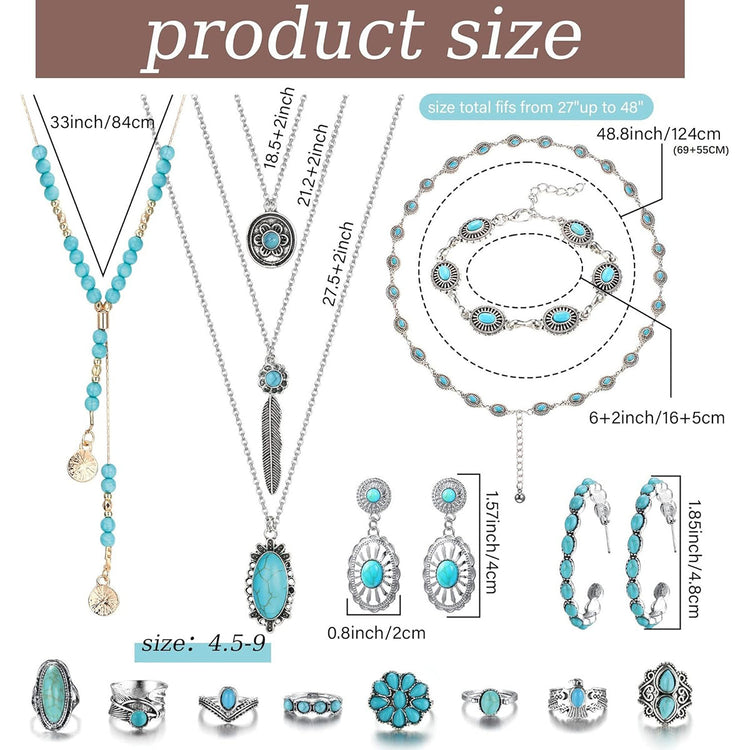 Bohemian Turquoise Adjustable Holiday Beach Jewelry Set