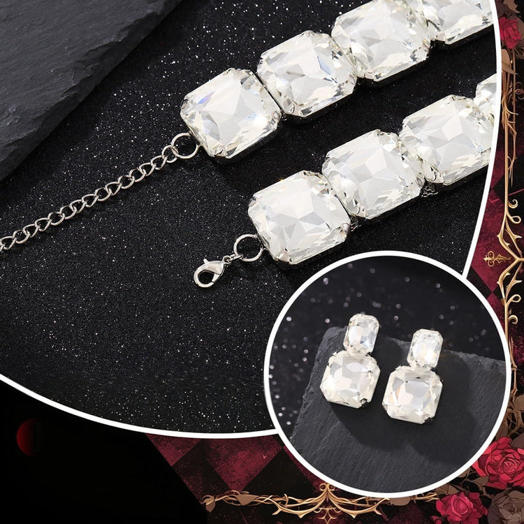Chunky Diamond Choker Necklace Prom Jewelry Set for Women