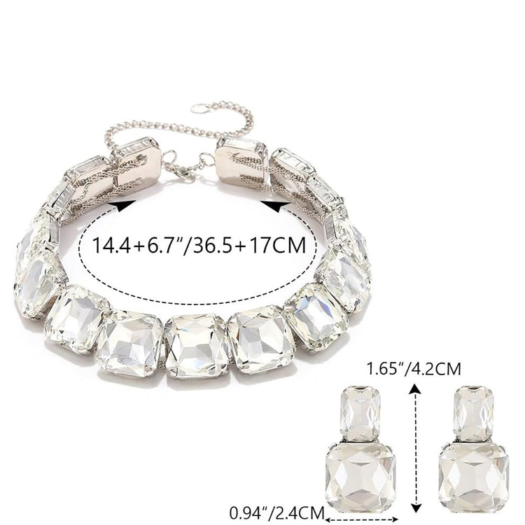 Chunky Diamond Choker Necklace Prom Jewelry Set for Women