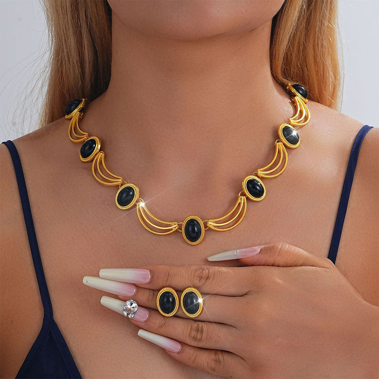 Turquoise Thick 2 Pieces Jewelry Bridal Wedding Sets for Women