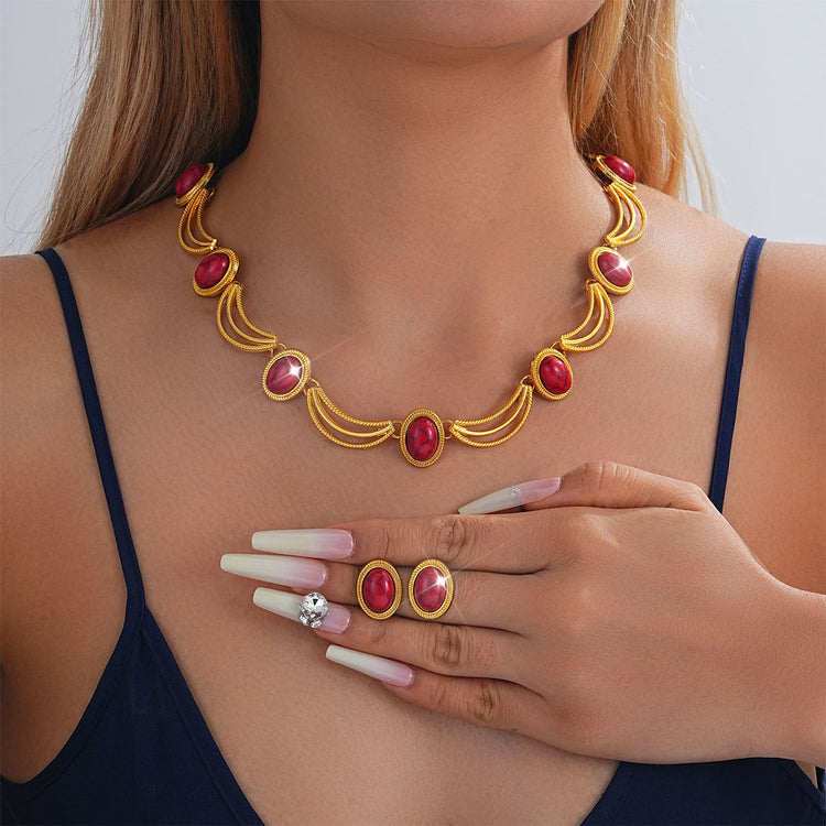 Turquoise Thick 2 Pieces Jewelry Bridal Wedding Sets for Women