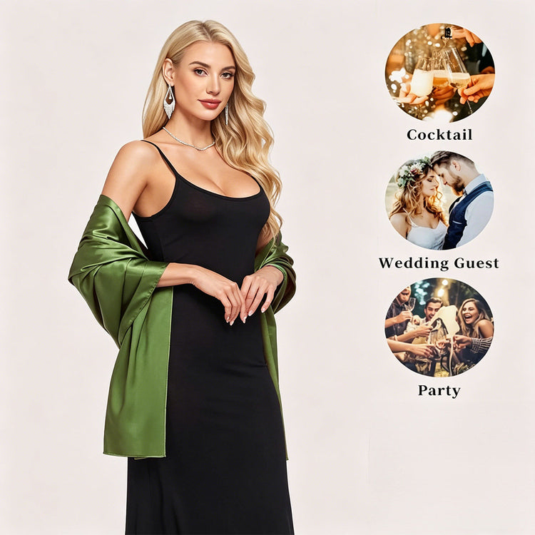 Women's Silky Solid Satin Elegant Formal Shawls