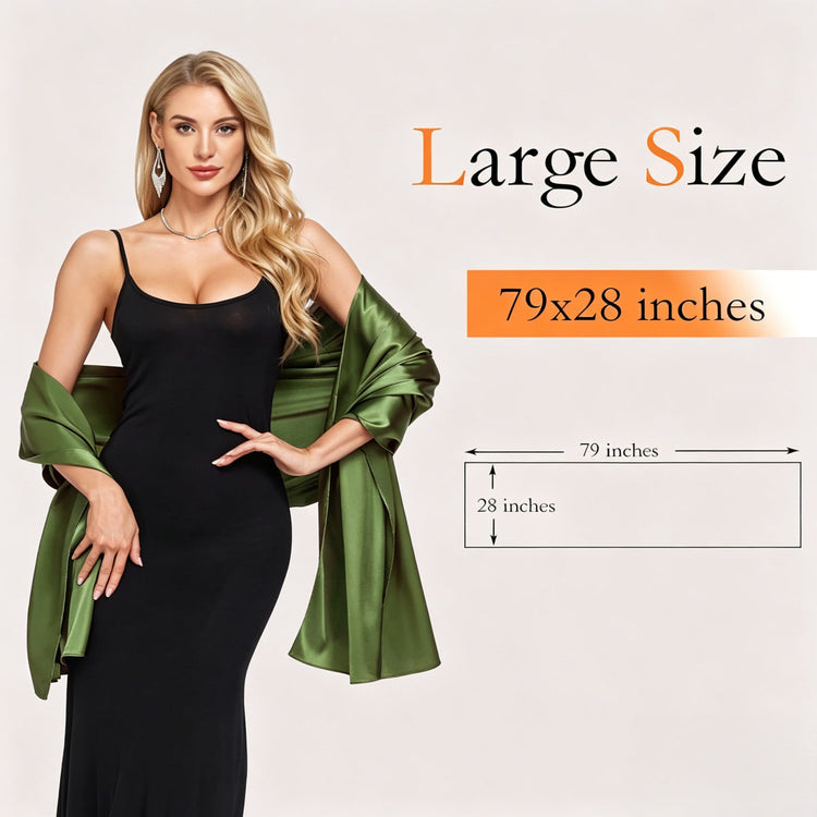 Women's Silky Solid Satin Elegant Formal Shawls