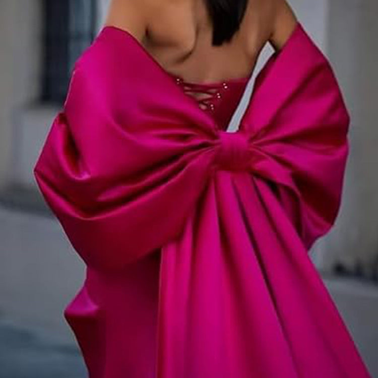 Detachable Oversized Satin Back Bow Statement Bridal Gown Accessory Decorative Large Bow With Long Tails For Wedding Evening Formal Dress