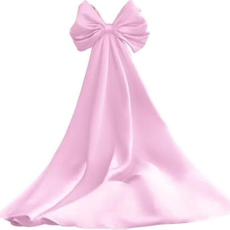 Detachable Oversized Satin Back Bow Statement Bridal Gown Accessory Decorative Large Bow With Long Tails For Wedding Evening Formal Dress