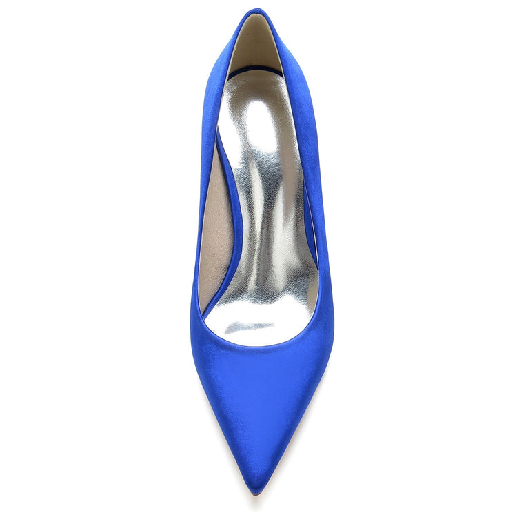 Women's Silk Satin Pointed Toe High Heel Simple Wedding Party Shoes
