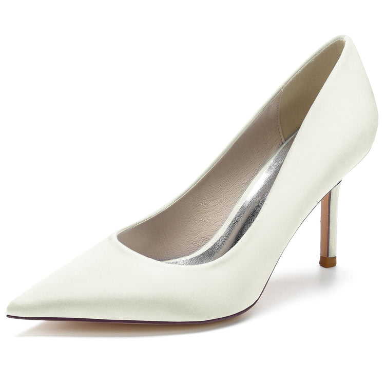 Women's Silk Satin Pointed Toe High Heel Simple Wedding Party Shoes
