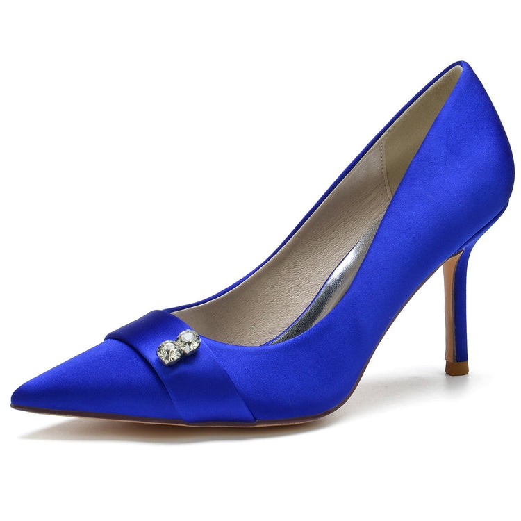 Women's Pointed Toe Stiletto Heel Wedding Party Shoes with Rhinestone