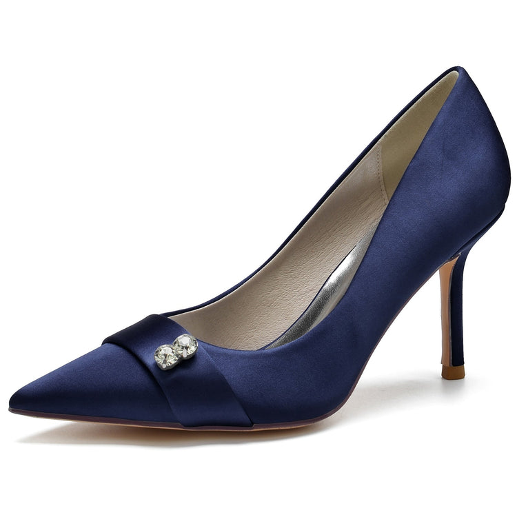 Women's Pointed Toe Stiletto Heel Wedding Party Shoes with Rhinestone