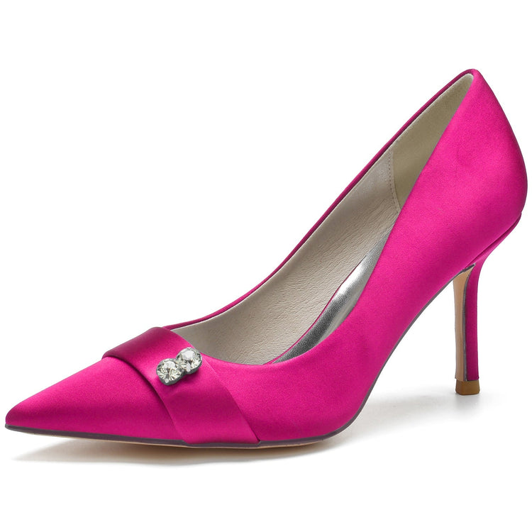 Women's Pointed Toe Stiletto Heel Wedding Party Shoes with Rhinestone