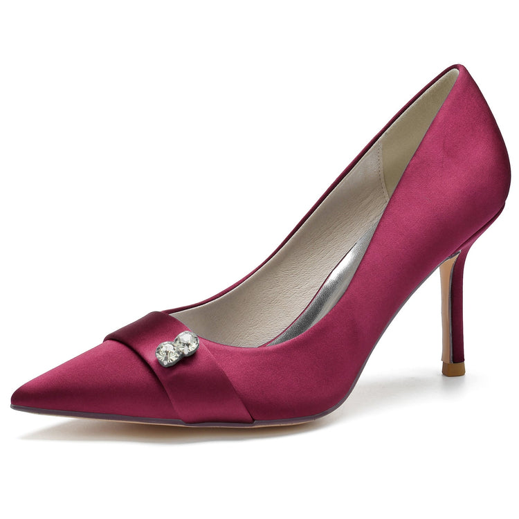 Women's Pointed Toe Stiletto Heel Wedding Party Shoes with Rhinestone