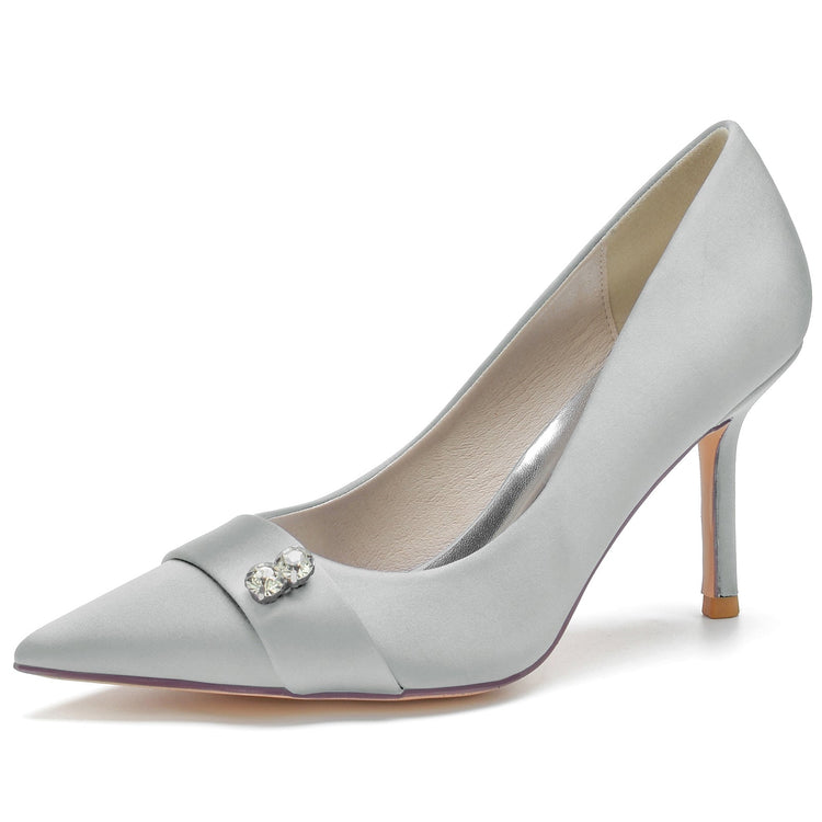 Women's Pointed Toe Stiletto Heel Wedding Party Shoes with Rhinestone