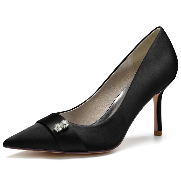 Women's Pointed Toe Stiletto Heel Wedding Party Shoes with Rhinestone