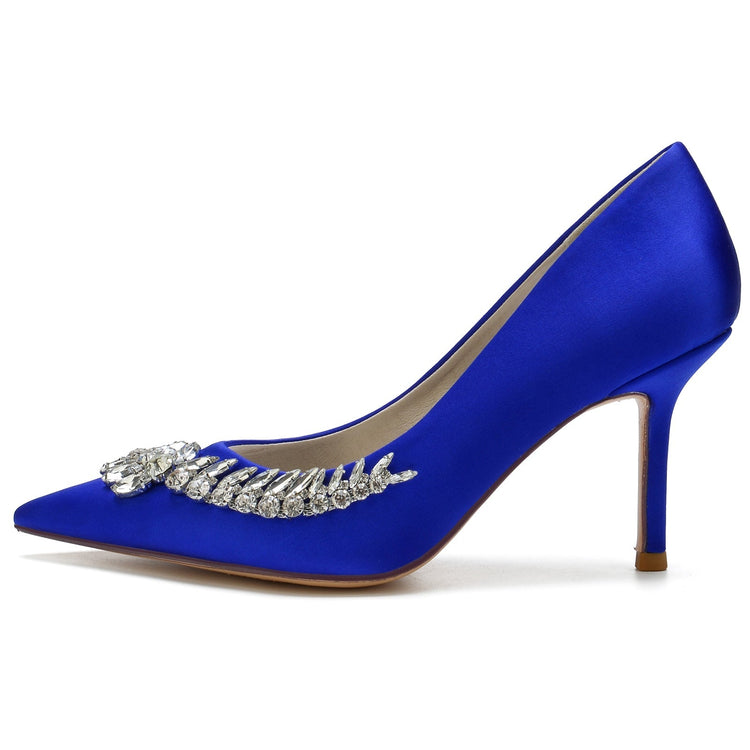Women's Closed Toe High Heel Wedding Party Shoes with Rhinestones