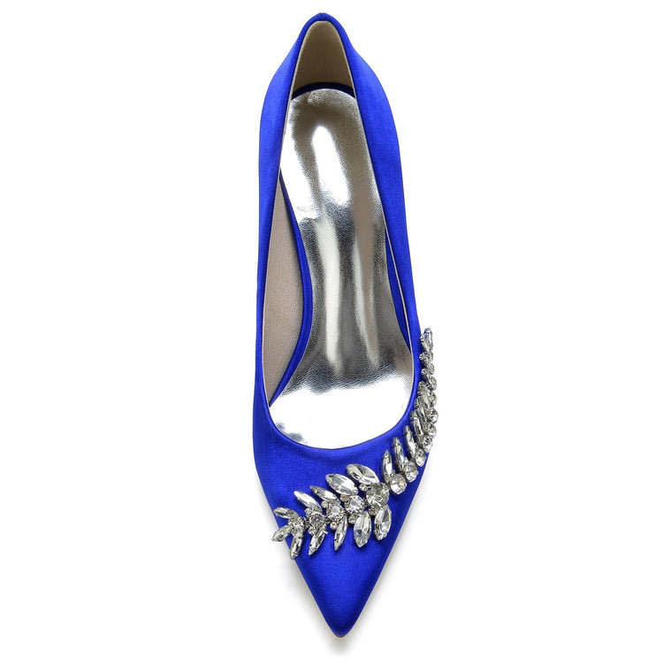 Women's Closed Toe High Heel Wedding Party Shoes with Rhinestones