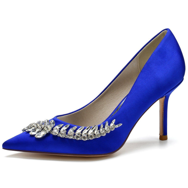 Women's Closed Toe High Heel Wedding Party Shoes with Rhinestones