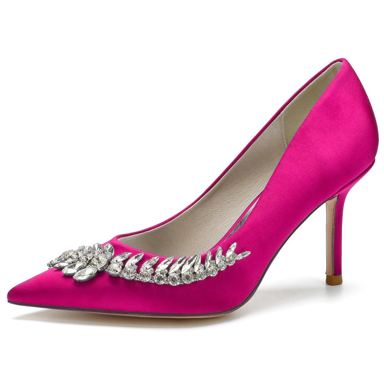 Women's Closed Toe High Heel Wedding Party Shoes with Rhinestones