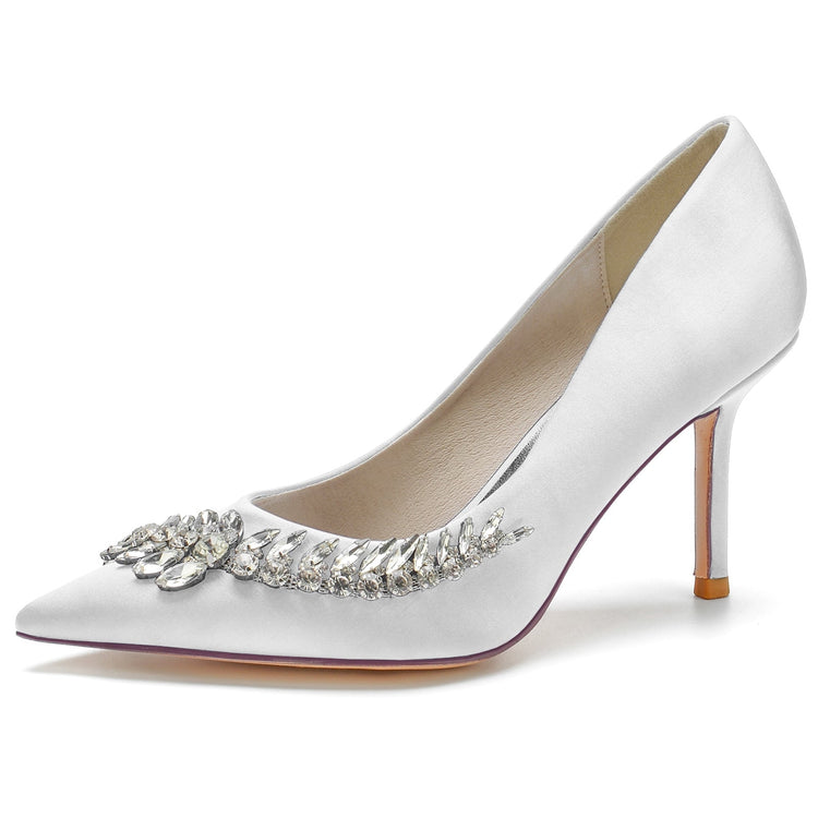 Women's Closed Toe High Heel Wedding Party Shoes with Rhinestones