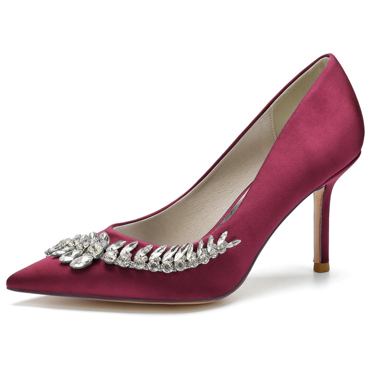 Women's Closed Toe High Heel Wedding Party Shoes with Rhinestones