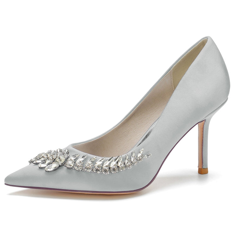 Women's Closed Toe High Heel Wedding Party Shoes with Rhinestones