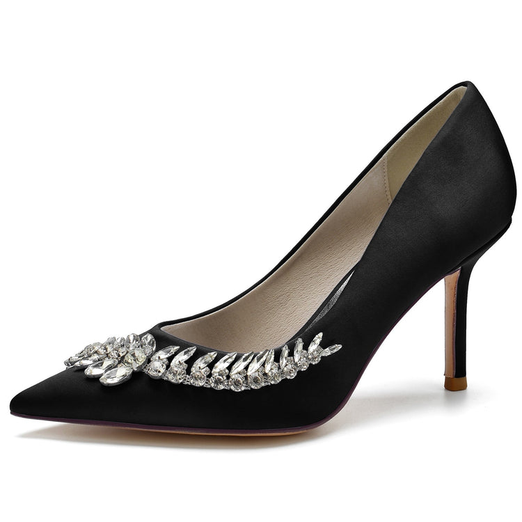 Women's Closed Toe High Heel Wedding Party Shoes with Rhinestones