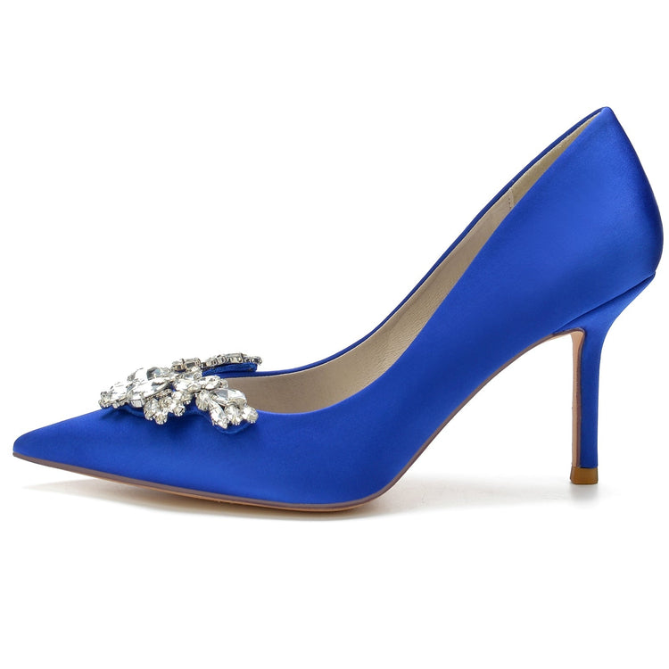 Floral Rhinestone Closed Toe High Heel Wedding Party Shoes for Women