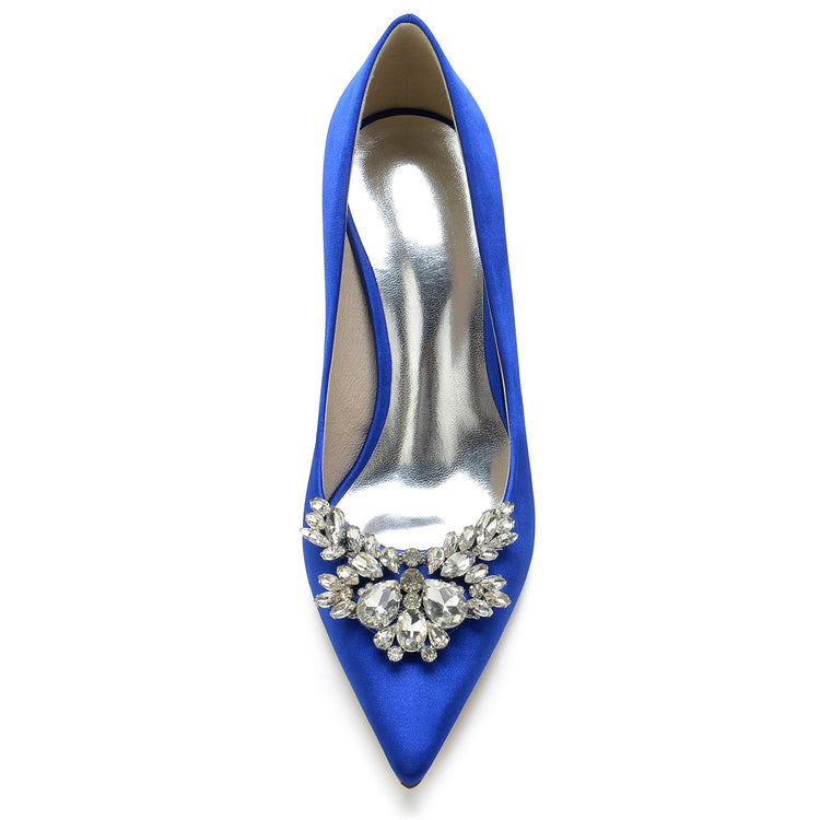 Floral Rhinestone Closed Toe High Heel Wedding Party Shoes for Women