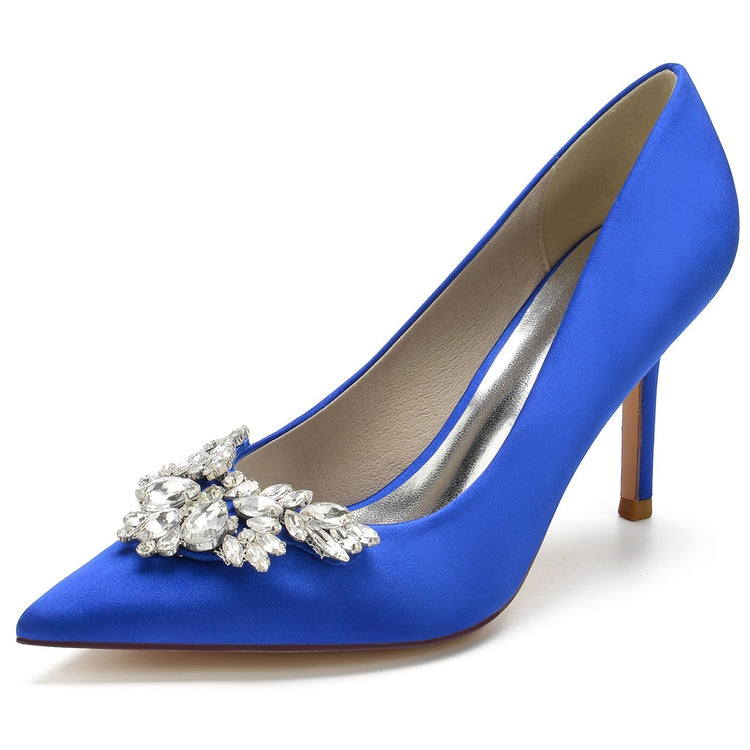 Floral Rhinestone Closed Toe High Heel Wedding Party Shoes for Women