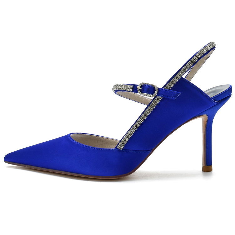 Women's Closed Toe Stiletto Heel Wedding Party Shoes with Rhinestone & Cutout